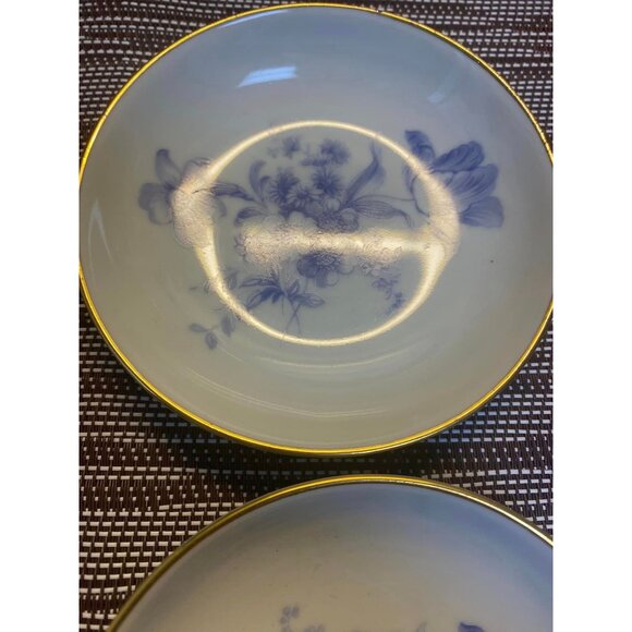 4 Vintage Haaman Israel Blue Foral Motif Porcelain Plates Set Of 4 - Picture 3 of 5
